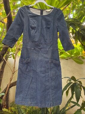 Boden Indigo Denim Mini Dress with Pockets